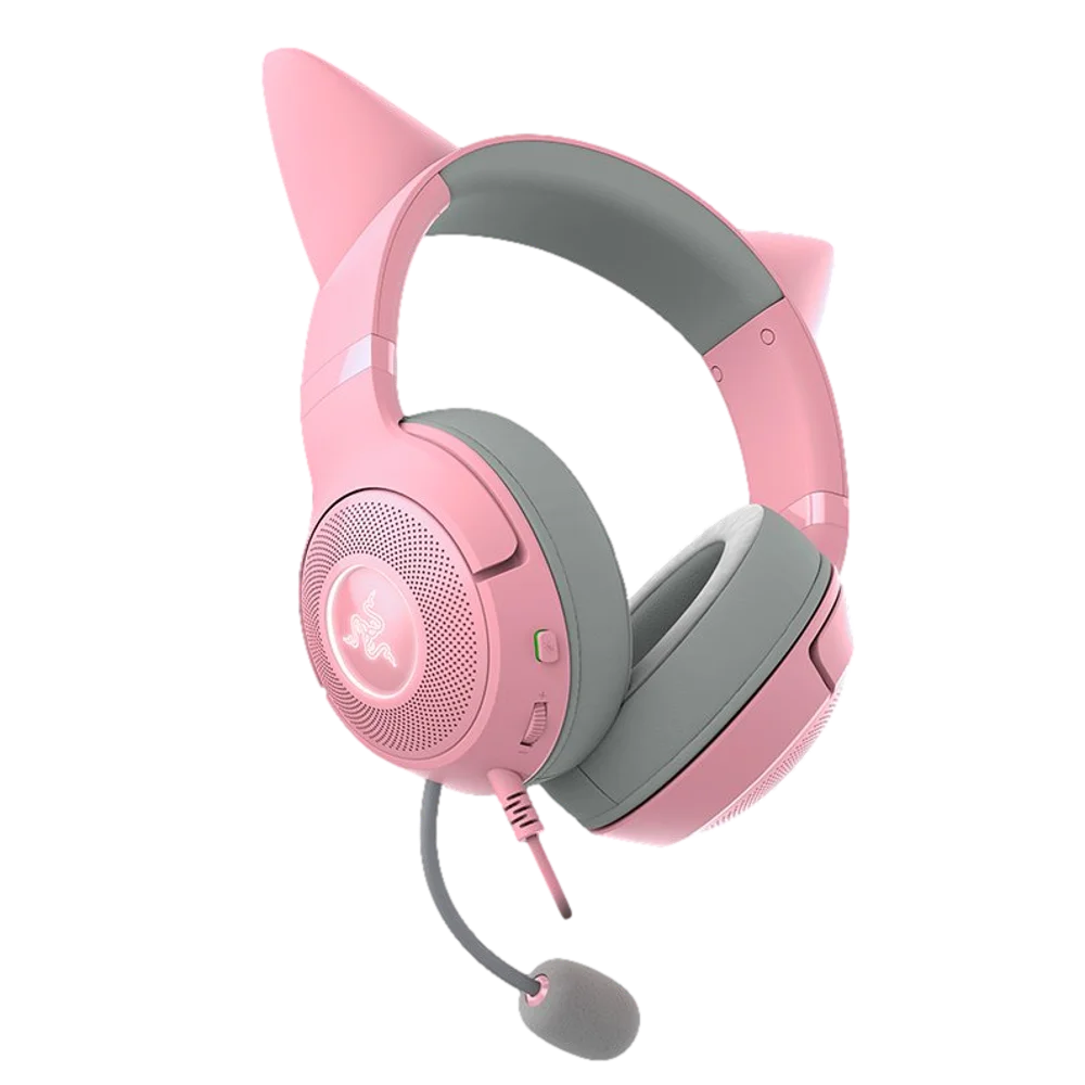 ⁦אוזניות גיימינג חוטיות RAZER KRAKEN KITTY V2 צבע ורוד⁩ – תמונה ⁦2⁩