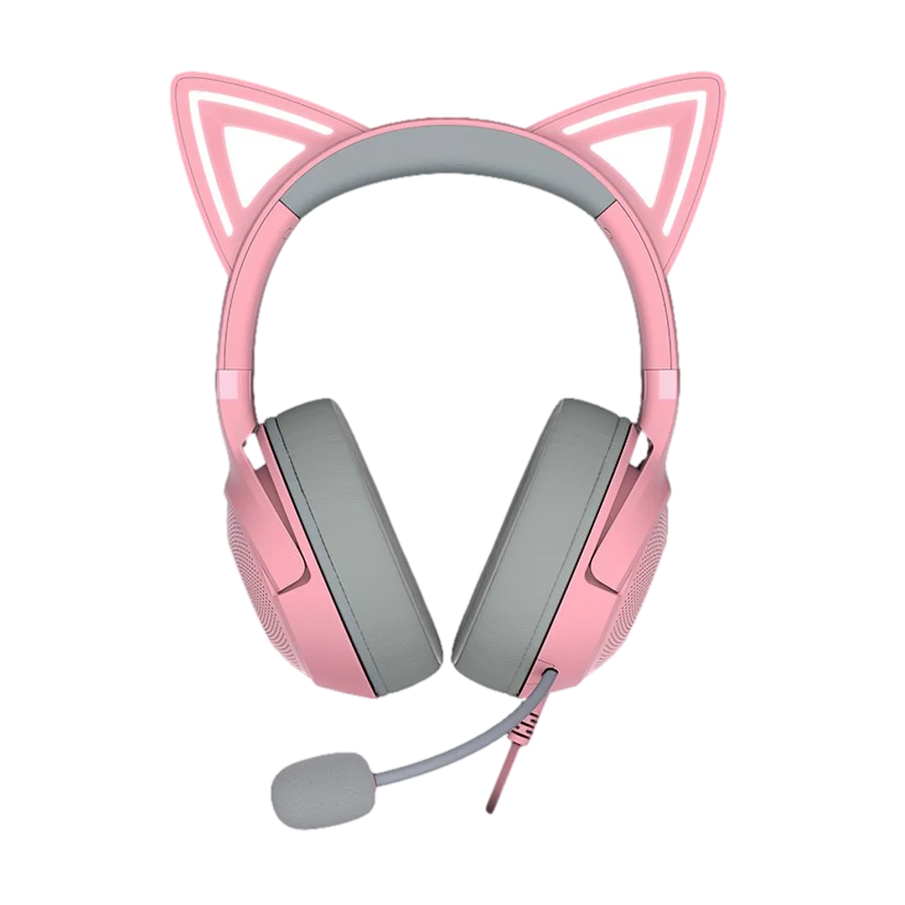 ⁦אוזניות גיימינג חוטיות RAZER KRAKEN KITTY V2 צבע ורוד⁩ – תמונה ⁦3⁩