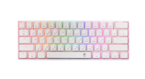 מקלדת גיימינג מיני מכנית אלחוטית Dragon RGB MK61 MINI KEYBOARD WHITE